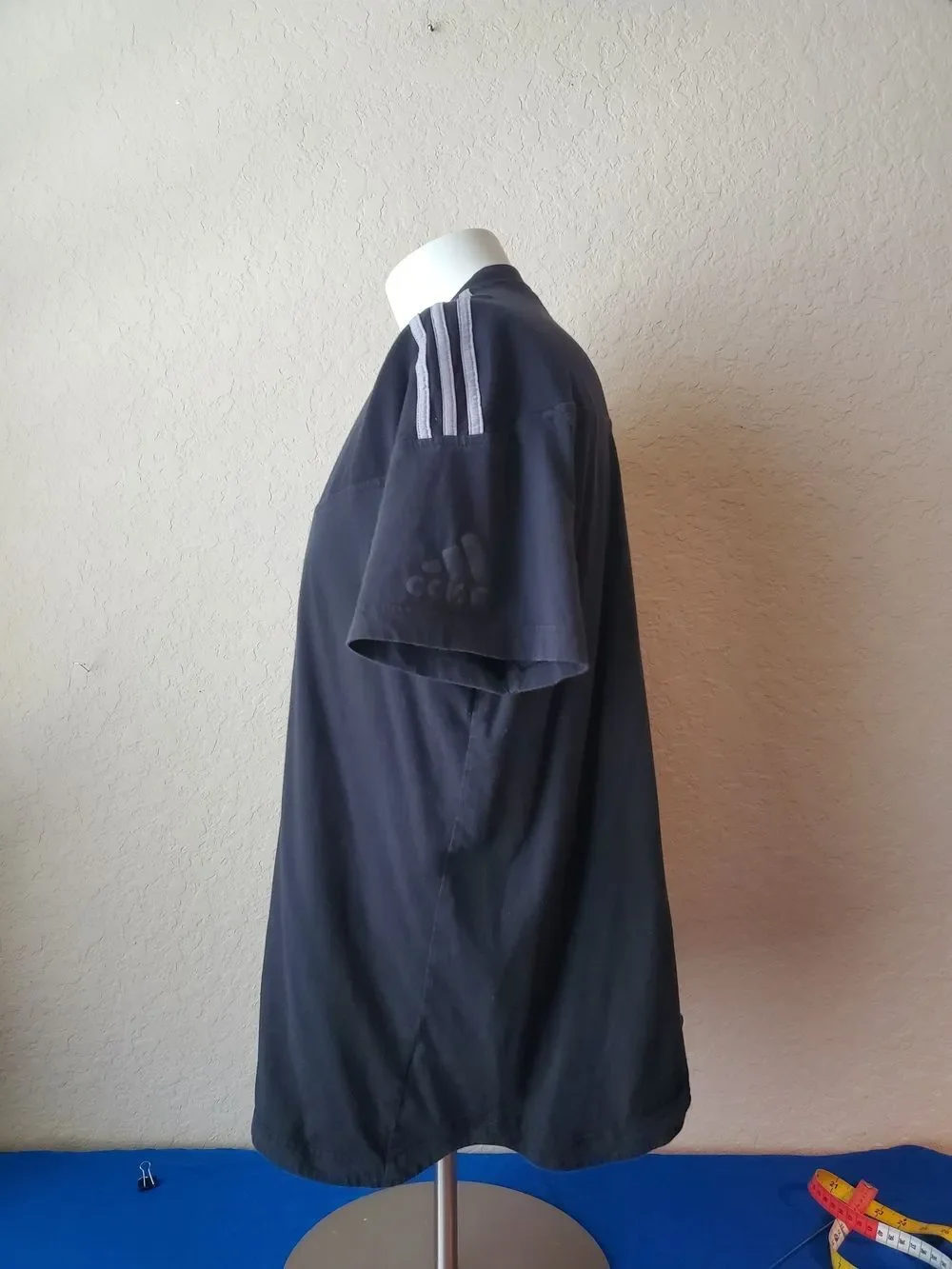 Adidas Men's Size 2XL Black Short Sleeve T-Shirt 3-Stripe Crew Neck Sportswear
